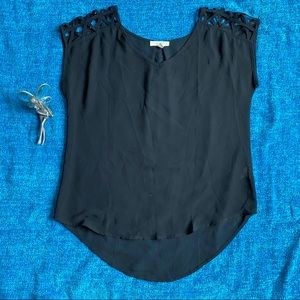 Black Criss-cross Shoulder Blouse